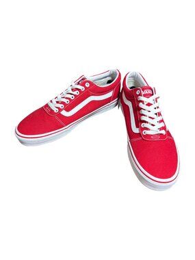 Vans Old Skool Canvas Skate Shoes Unisex Red White Classic Sneakers Size 11.5 M